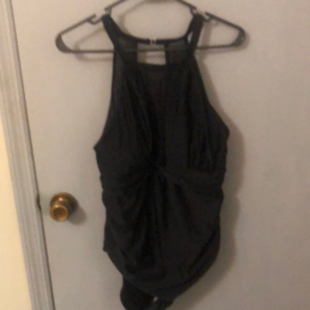 Black Ruched Cut Out Sleeveless Bodysuit